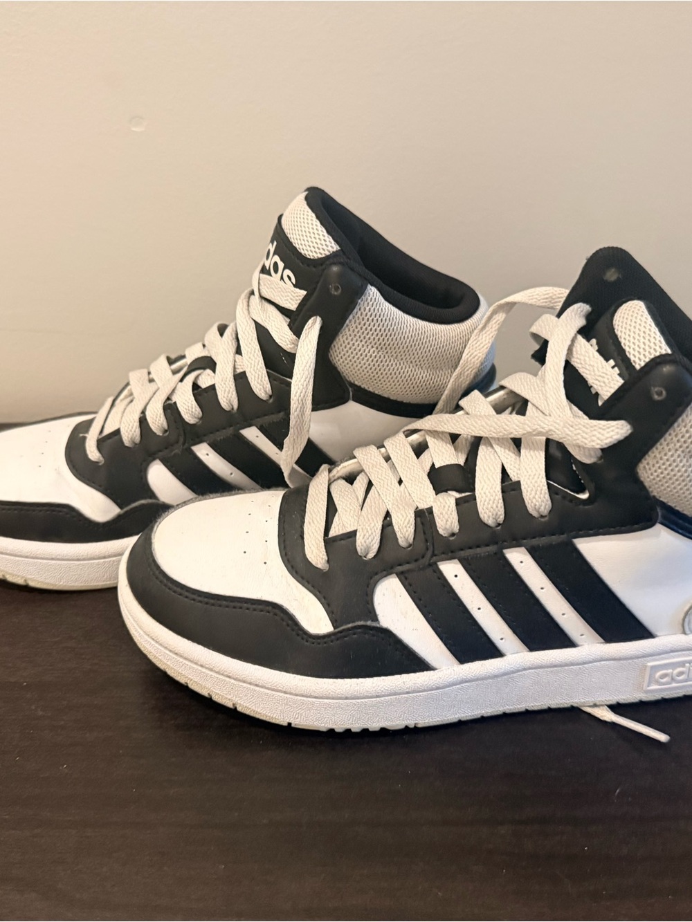 Adidas Kids' Black & White High-Top Sneakers size 3